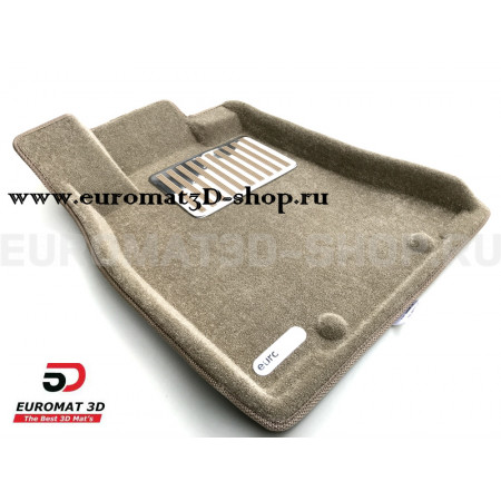 Текстильные 3D коврики Euromat3D Lux в салон для Jaguar XF (2009-2014) № EM3D-002750T Бежевые