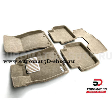 Текстильные 3D коврики Euromat3D Lux в салон для Jaguar XF (2009-2014) № EM3D-002750T Бежевые