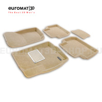 Текстильные 3D коврики Euromat3D Lux в салон для Mitsubishi Outlander XL (2006-2012) № EM3D-003609T Бежевые