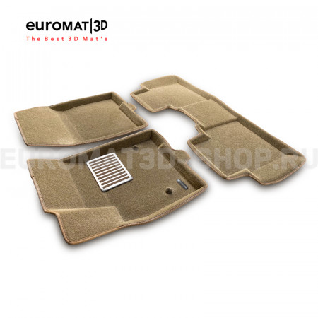 Текстильные 3D коврики Euromat3D Lux в салон для Cadillac XT6 (2021-) № EM3D-001307T Бежевые